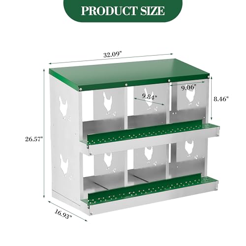 6 Hole Chicken Nesting Box with Roll Out Egg Tray