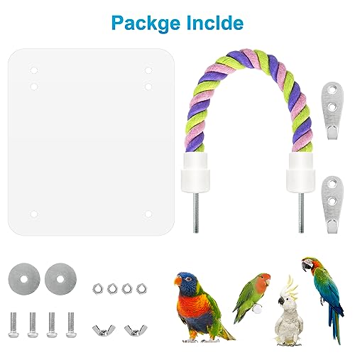 5.9" Bird Mirror with Rope Perch Bird Toys Swing