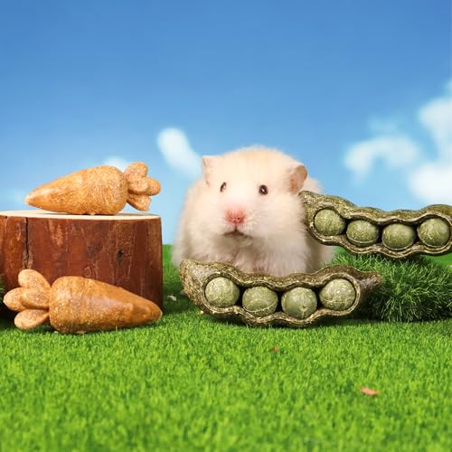 4PCS Guinea Pig Toys (4PCS-Peapod and Carrot)