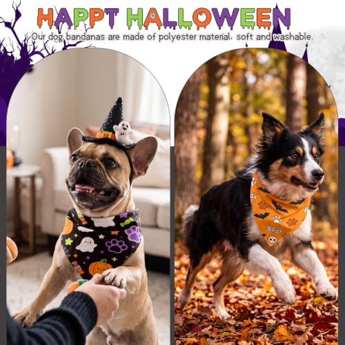 50 Pcs Halloween Dog Bandanas Bulk Cute Dog Paw Prints Pattern (Halloween Paw Print / 25.6 x 17.7 x 17.7")