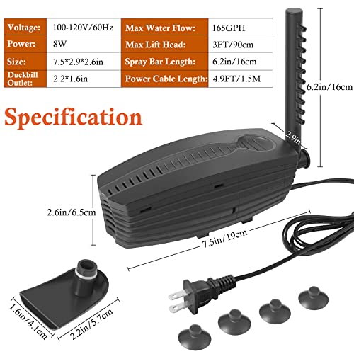 165GPH Aquarium Filter U (8W-U-V-Timer)