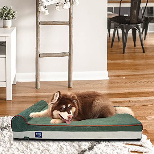 Orthopedic Dog Beds for Large Dogs (46 x 28 x 8 in (Pack of 1) / Dark Green)