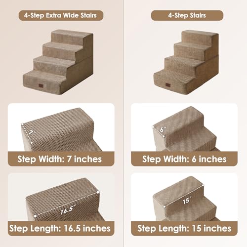 Dog Stairs for Bed 20" H (Camel / Extra Wide 16.5" x 28" x 20")