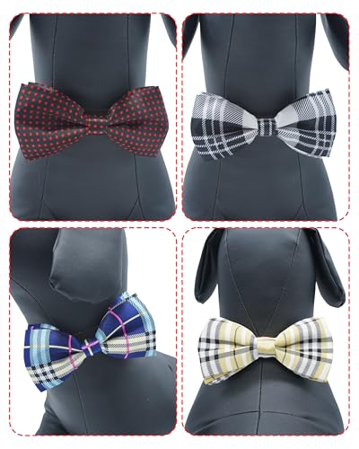 5 Pack Dog Bowties Plaid for Large Dogs Slide on Collar (M/L)