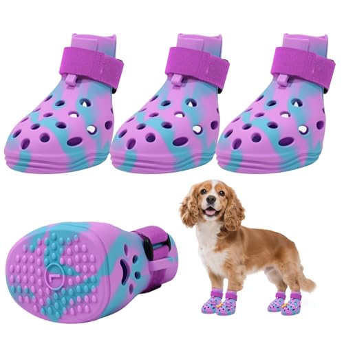 Tie Dye Dog Shoes for Hot Pavement (L (50-80 lbs))