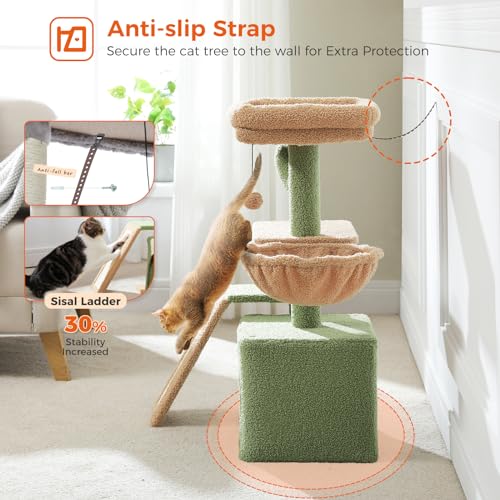 Cactus Cat Tree for Kittens & Small Cats (Green)
