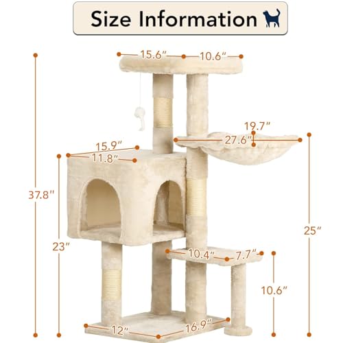 37" Cat Tree Tower (37in / Beige)