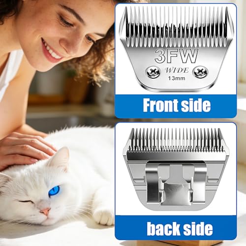 3FW Wide Blade Grooming Clipper Blades for Andis (Silver/3FW)