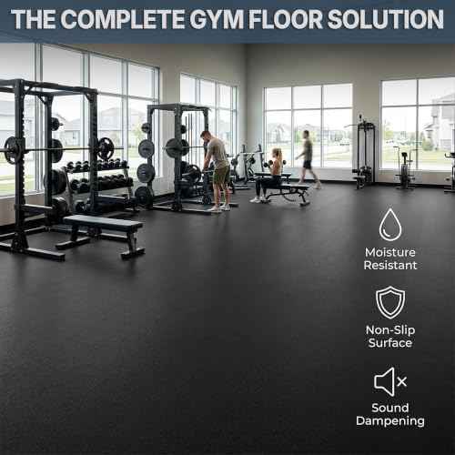 Traxxon by FlooringInc Rubber Gym Flooring Roll (Black / 180"L x 48"W x 0.5"Th)