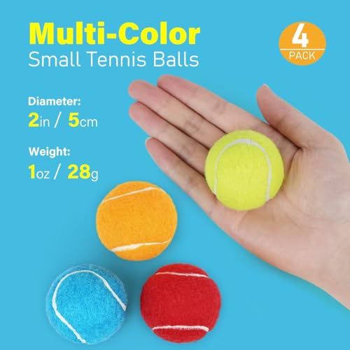 Dog Tennis Balls 4 Pack (2" Squeaky / 4 Pack, 4 Colors)