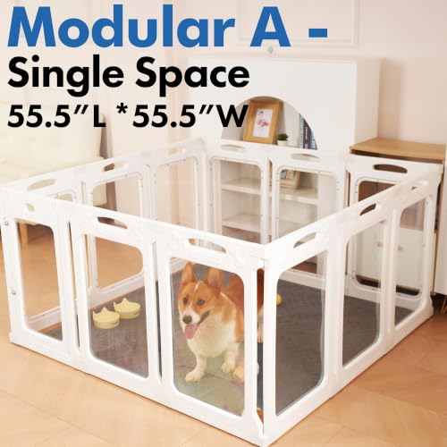 Clear Acrylic Dog Playpen Indoor (White / 30" Height)