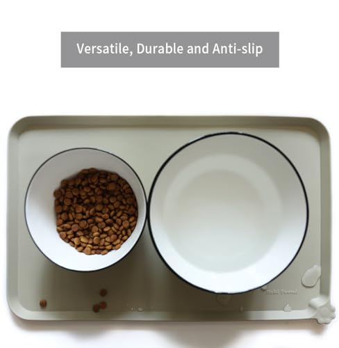 Silicone Pet Food Tray (19"L x 12"W / Cream Green)