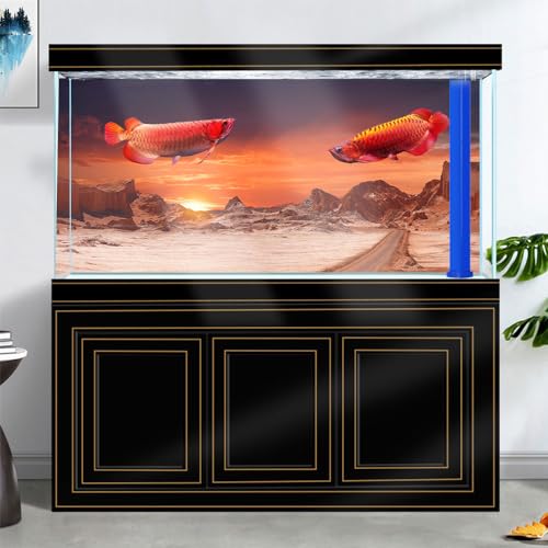30X18IN Sun and Desert Moon Themed Reptile Habitat on Orange Durable Decorative Background (Moon / 30X18in/75X45cm)