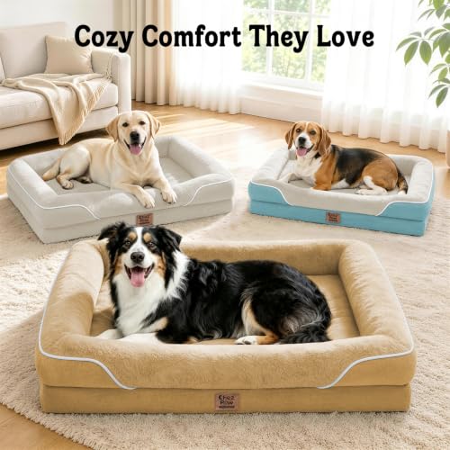 Orthopedic Waterproof Dog Bed for Medium and Large Dogs (Brown / 36"L x 27"W x 7"Th)
