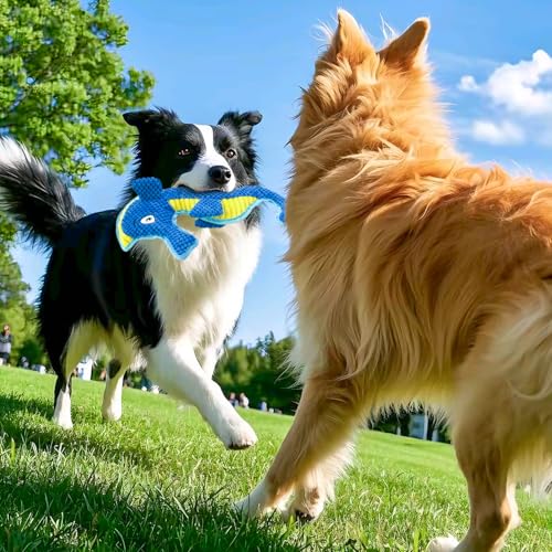 Dog Toy Squeaky Aggressive Durable Dog Toys for Dogs Chew No (Blue)