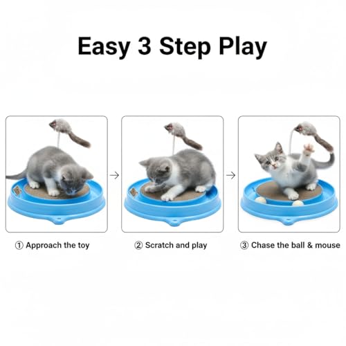Cat Scratcher Toy with Ball Track for Indoor Cats and Kittens (Gray)