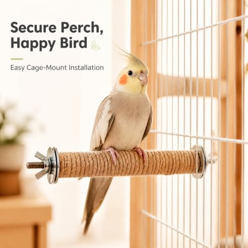 Natural Wood Bird Swing Toy with Hemp Rope Perch for Small Parrots (colorful)