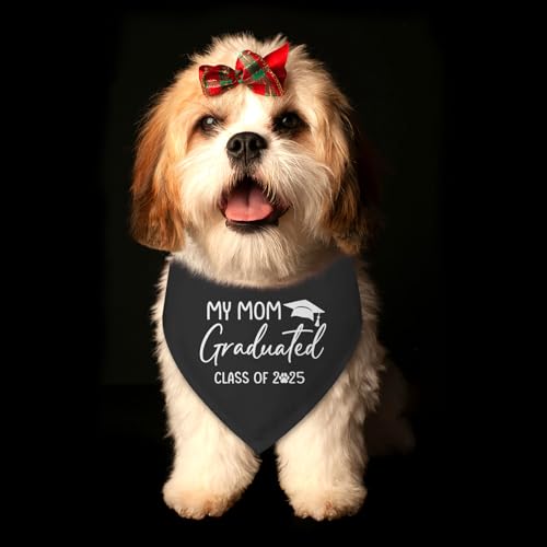 Class of 2025 Graduation Dog Bandana Dog Graduated Bandana Graduation Gifts for Dogs Lovers 2025 My Mom Graduated Pet Scarf for Small Medium Dogs & Cats (M)