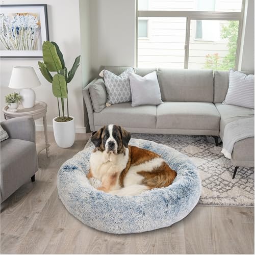 The Original Calming Donut Dog Bed for Extra (Denim Shag / X-Large)