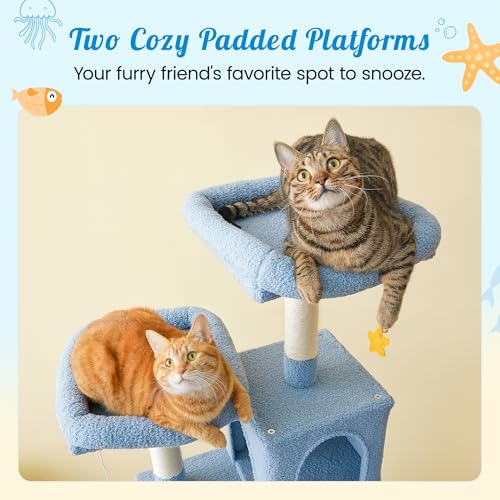 Ocean Themed Cat Tree (70.1 in / Blue)
