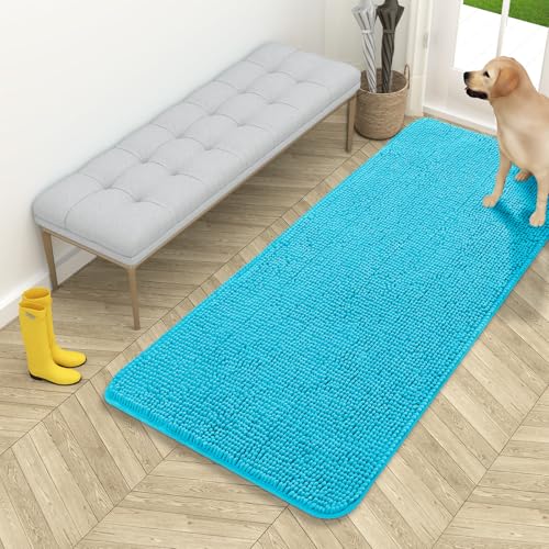 Dog Door Mat for Muddy Paws 54x24 (Aqua Blue / 54" X 24")