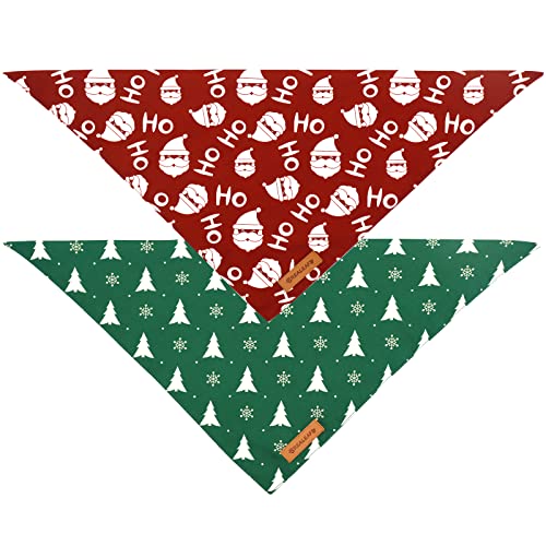 Christmas Dog Bandanas 2 Pack (Christmas Tree / Large)