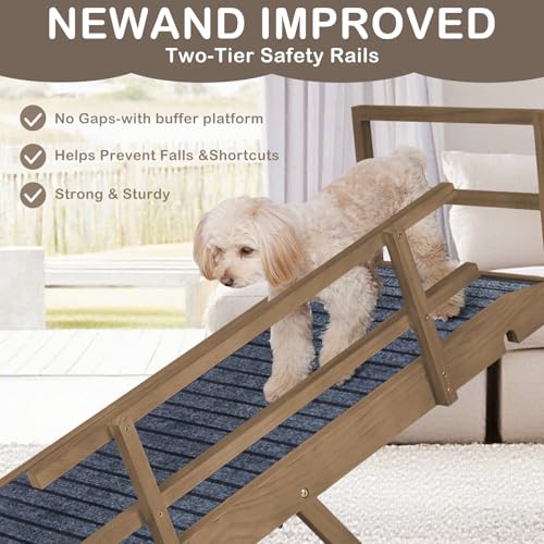 Dog Ramp for Bed (Light Brown & Dark Grey 1 / 45.2 inch long)