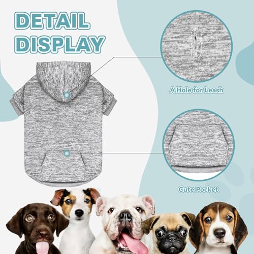 Dog Sweaters for Small Dogs Dog Hoodie Fleece Pet Sweater Soft Clothes Sweatshirt with Pocket Pet Hoodie for Small Dogs Puppy Sweater (X-Small / Grey)