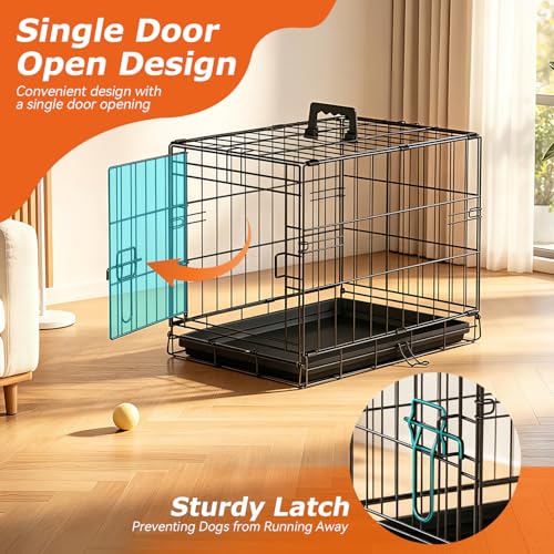 18" Foldable Metal Dog Crate (Black)
