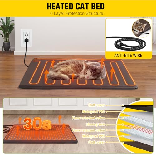 Cat House Outdoor Heated Cat House with Heater Feral Kitty Shelter with 100% Insulated Liner Weatherproof for Winter