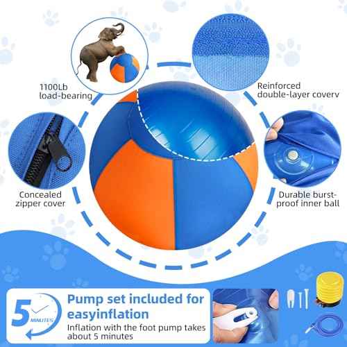 18" Herding Ball for Dogs Large Interactive Dog (blue+orange / Large)
