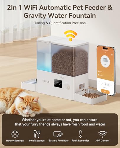 Automatic Cat Feeder and Water Dispenser (White / 8.5L-WiFi)