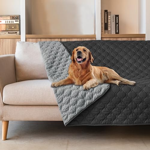 Waterproof Pet Blanket for Bed (52x82 Inch (Pack of 1) / Dark Charcoal/Light Charcoal)