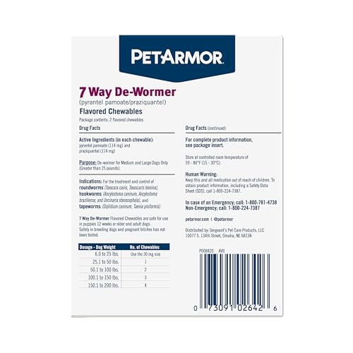 7 Way De Wormer for Dogs (Medium & Large Dogs (Over 25 lbs) / 2 Count)