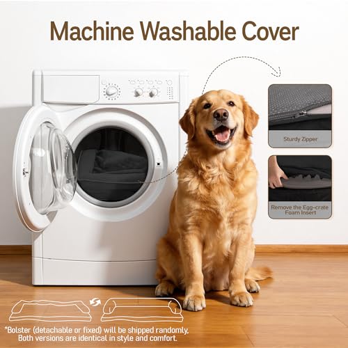 Orthopedic XL Dog Bed for Large and Extra Large Dogs (Black / 42"L x 30"W x 7.5"Th)