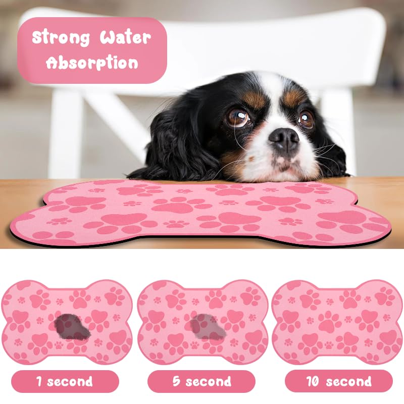 Dog Food Mats for Floors Waterproof (Dark Pink / 23.6"L x 15.7"W)