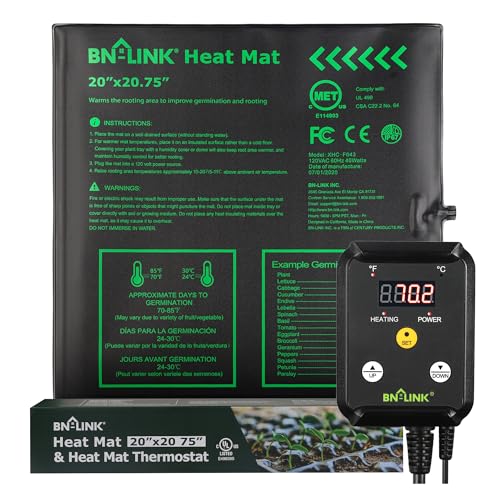 20" x 20.75" Seedling Heat Mat with Thermostat Controller Combo Set (20x20.75 Heat Mat with Thermostat)