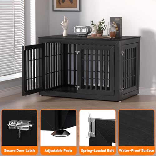 48" Heavy Duty Dog Crate Furniture for Large Dogs (48 Inch / Black)