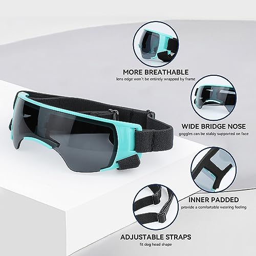 Dog Goggles for Small Dog Doggy Goggles with Adjustable Straps Anti (Blue / Small)