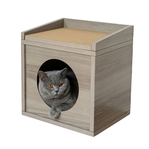 Meowdium Cat House for Indoor Cats (Greywood)