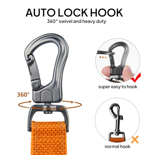 6FT 1IN Heavy Duty Dog Leash for Large Dogs with 2 Padded Handles (Orange / 1 in x 6 ft)