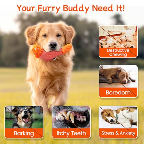 Tough Dog Toys for Aggressive Chewers (Orange / Medium)