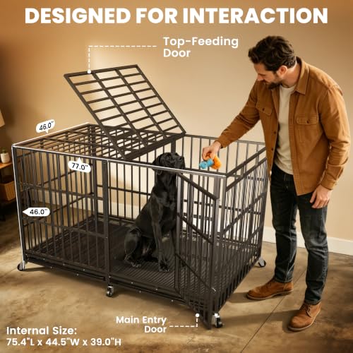 78 Inch Heavy Duty Dog Crate (Black / XXX-Large)