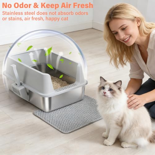 Stainless Steel Cat Litter Box with Lid (X-Large)