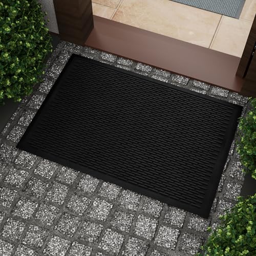 Waterproof Rubber Outdoor Doormat (Black - Dash / 2' x 3' (Mat))