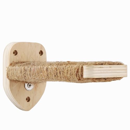 3-in-1 Cat Climbing Wall Steps with Hemp Rope, Shelves and Perches, Scratching Pads for Cats Playing and Climbing (Wood) (Wood)