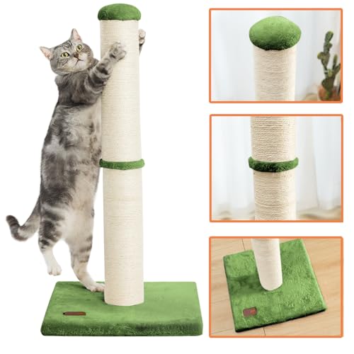 34" Tall Cat Scratching Post with Sisal Rope for Indoor Cats Green (Green)