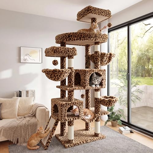 82 inch Cat Tree Tower (Leopard Print)