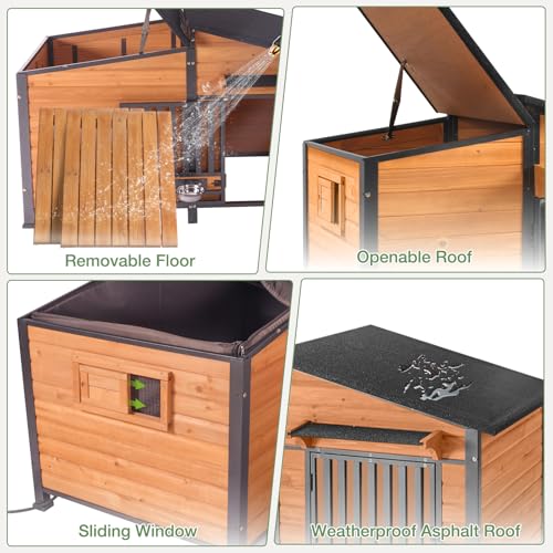 60‘’ Extra Large Heated Dog House Outdoor Weatherproof Dog Shelter with Anti (Heated Dog House)