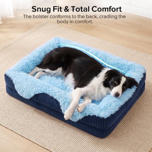 Orthopedic Dog Bed for Large Sized Dog (Blue / 38"L x 28"W x 7"T)